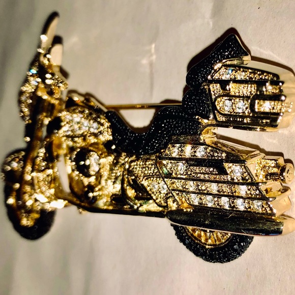 Swarovski Crystal Motorcycle Pin - Picture 9 of 13